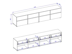 Mueble TV 4 puertas 225 cm Lilia Madera
