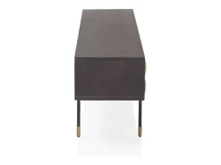 Mueble TV 4 puertas de madera de mango maciza con frontal laton dorado