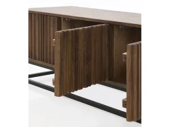 Mueble TV 3 puertas de madera de mango maciza y base metálica