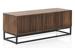Mueble TV 3 puertas de madera de mango maciza y base metálica