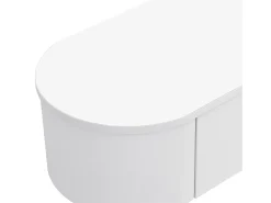 Mueble TV bajo 174 X 35 X 41cm con tres cajones, tiradores dorados y esquinas curvas, color blanco