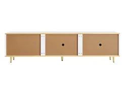 Mueble TV bajo blanco con dos cajones y puertas, para salón, dormitorio, blanco, 175x40x45cm