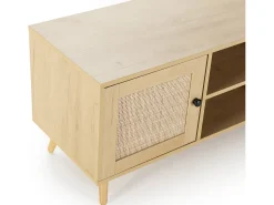 Mueble TV Bella 2 Puertas Color Roble con ratán Natural