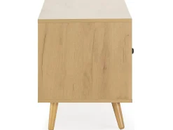 Mueble TV Bella 2 Puertas Color Roble con ratán Natural