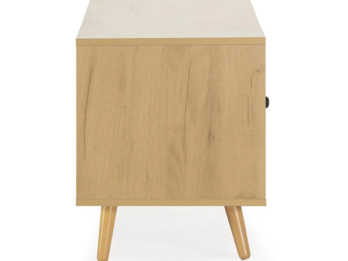 Mueble TV Bella 2 Puertas Color Roble con ratán Natural