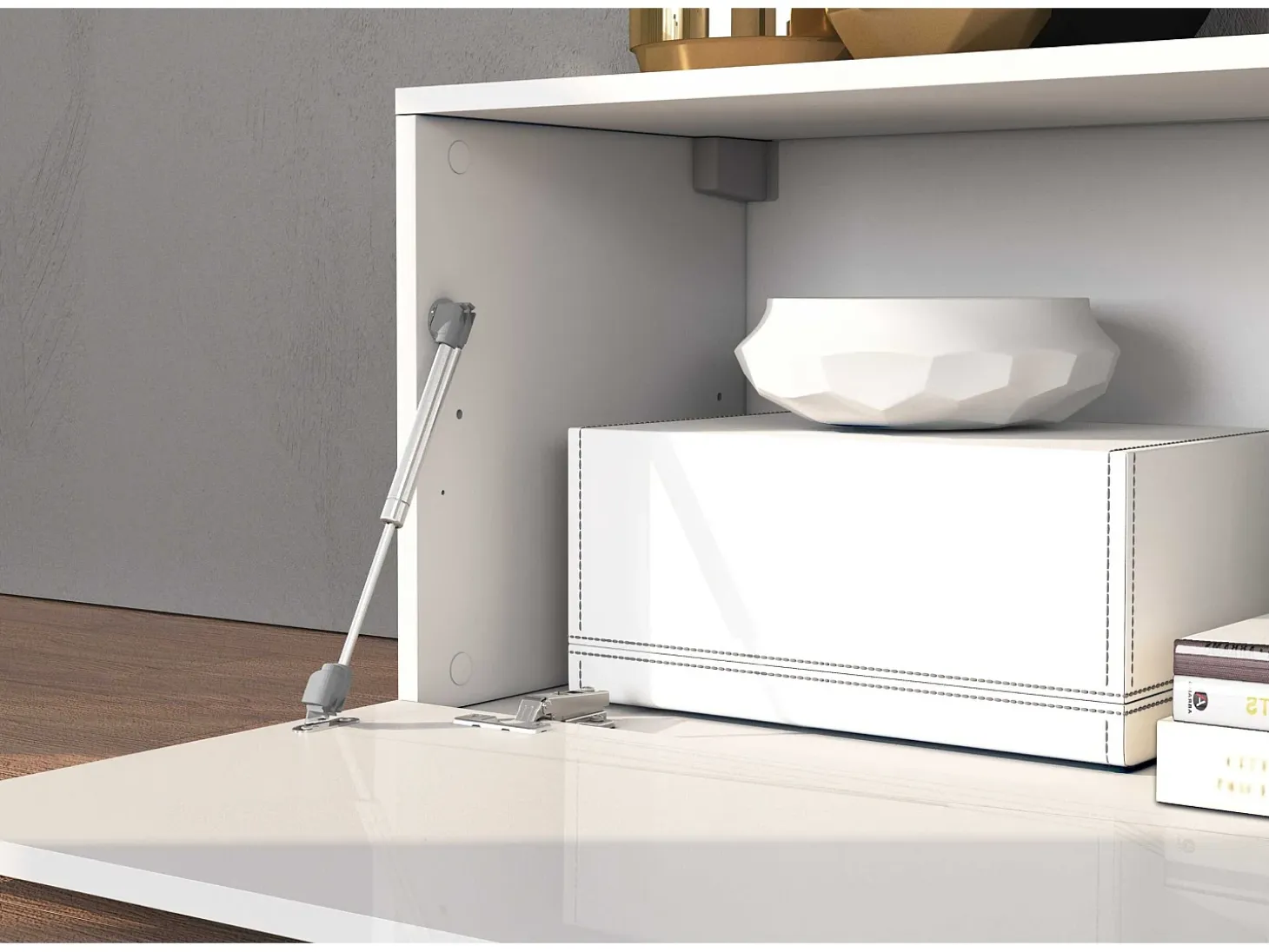 Mueble TV Chronos extensible con 1 puerta abatible blanco/roble 180/290x40x51 cm