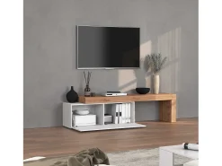 Mueble TV Chronos extensible con 1 puerta abatible blanco/roble 180/290x40x51 cm