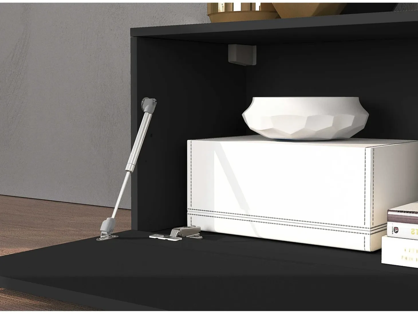 Mueble TV Chronos extensible con 1 puerta abatible color antracita/roble 180/260x40x51 cm