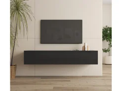 Mueble TV colgante para Salón comedor en Negro 160x40x30cm Nora H2