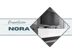 Mueble TV colgante para Salón comedor en Negro 160x40x30cm Nora H2