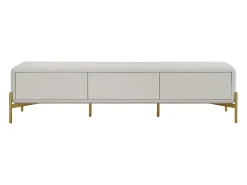 Mueble TV con 3 cajones de MDF - Beige y dorado - LYBAKA