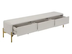 Mueble TV con 3 cajones de MDF - Beige y dorado - LYBAKA