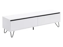 Mueble TV con 2 cajones de MDF y acero - Blanco y negro - ABUJA