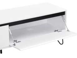 Mueble TV con 2 cajones de MDF y acero - Blanco y negro - ABUJA