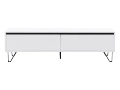 Mueble TV con 2 cajones de MDF y acero - Blanco y negro - ABUJA