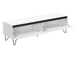 Mueble TV con 2 cajones de MDF y acero - Blanco y negro - ABUJA