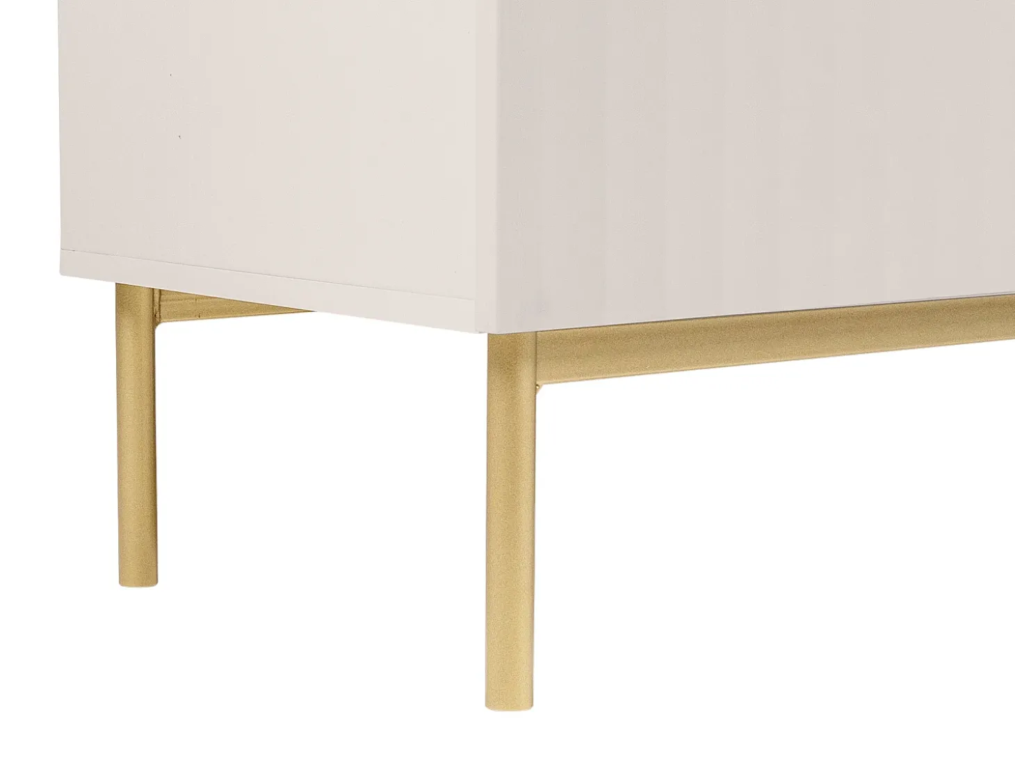 Mueble TV con 2 puertas, 2 cajones y 2 estantes de MDF y acero - Beige y dorado - EVILANA