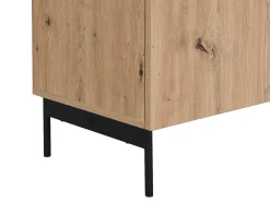 Mueble TV con 2 puertas, 1 cajón y 1 estante - Natural y efecto mármol negro - LIOMENA