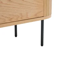 Mueble TV con 2 puertas chapado en roble y metal - Natural claro y Negro - CARDIONA