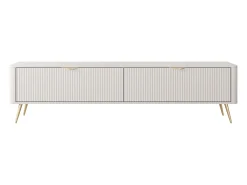 Mueble TV con 2 puertas de MDF - Beige y dorado - ELONARIA de Pascal Morabito