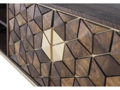 Mueble tv con 4 puertas de madera de mango y base de metal
