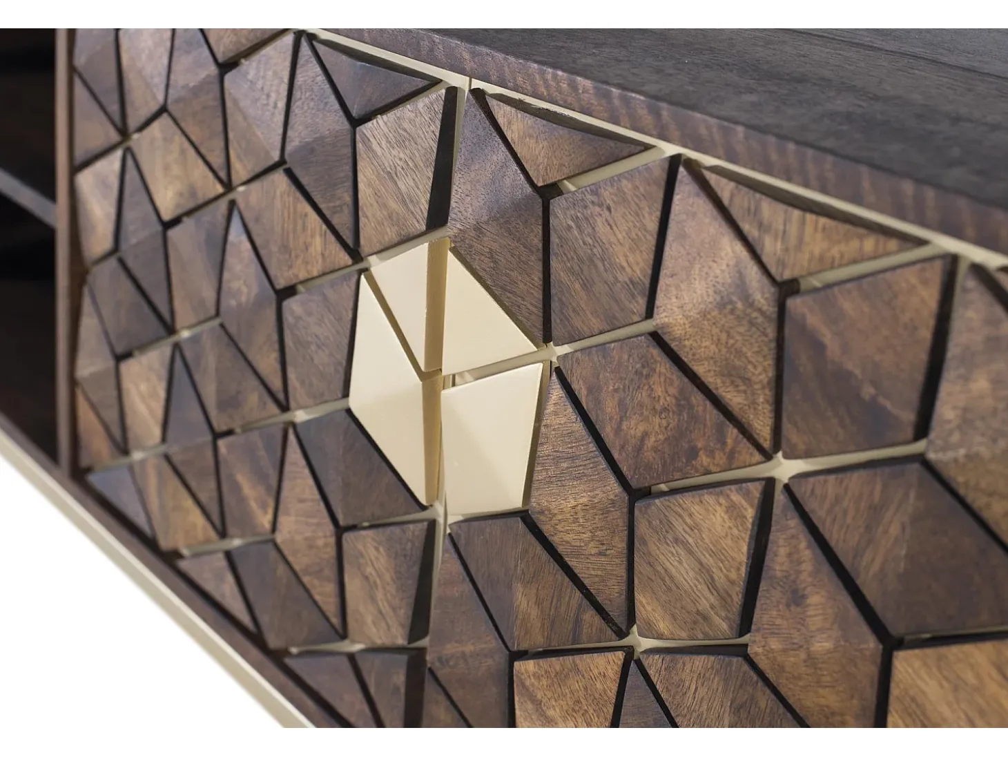 Mueble tv con 4 puertas de madera de mango y base de metal