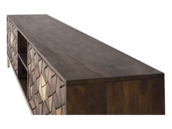 Mueble tv con 4 puertas de madera de mango y base de metal