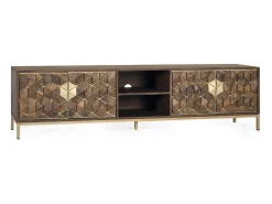 Mueble tv con 4 puertas de madera de mango y base de metal