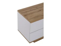 Mueble TV con 6 puertas y 2 nichos en MDF - Blanco y natural - 180x38x46cm