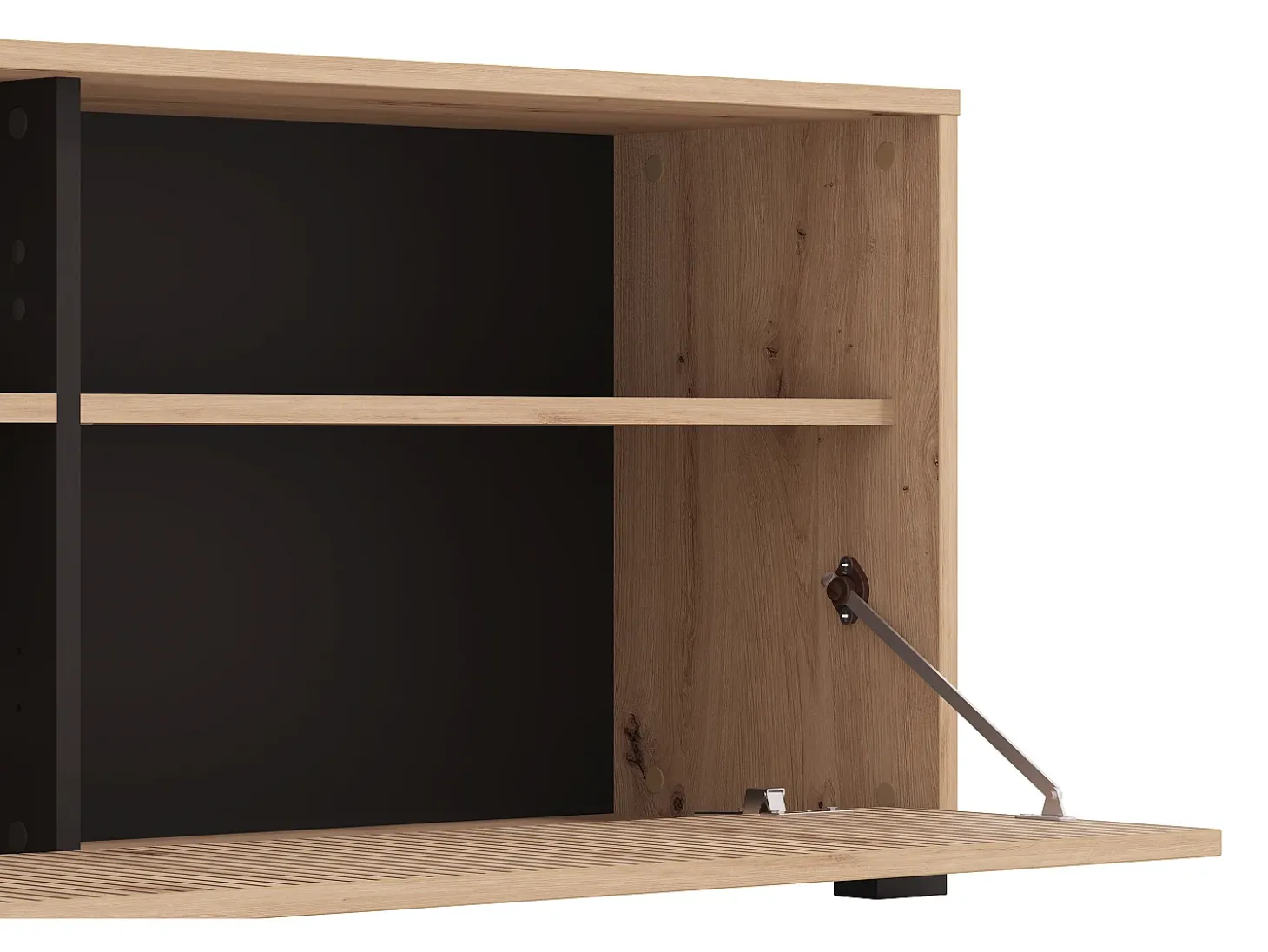 Mueble TV con 3 puertas y 3 estantes - Natural claro y negro - BELUTZY