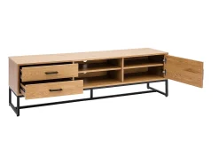 Mueble TV con acabado de roble claro y metal negro 160 cm LOVATO