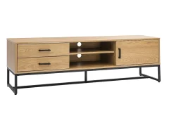 Mueble TV con acabado de roble claro y metal negro 160 cm LOVATO