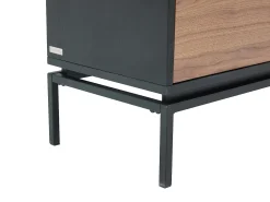 Mueble TV con almacenamiento chapa de nogal y metal - Natural oscuro y Negro - ZINORI