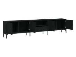 Mueble TV con cajón madera de ingeniería negro 200x25x44 cm YOE91044
