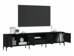 Mueble TV con cajón madera de ingeniería negro 200x25x44 cm YOE91044