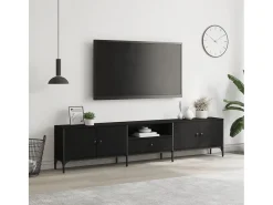 Mueble TV con cajón madera de ingeniería negro 200x25x44 cm YOE91044