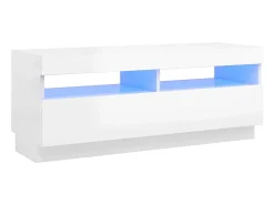 Mueble TV con luces LED blanco brillante 100x35x40 cm YOE45012