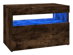 Mueble TV con luces LED color roble ahumado 60x35x40 cm YOE74699