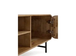 Mueble TV contornos curvos de madera maciza de mango con 3 puertas