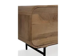 Mueble TV contornos curvos de madera maciza de mango con 3 puertas