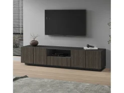 Mueble TV Coste con 4 puertas, 1 cajón y 1 compartimento, antracita/madera oscura, 220,1 x 43 x 46 cm