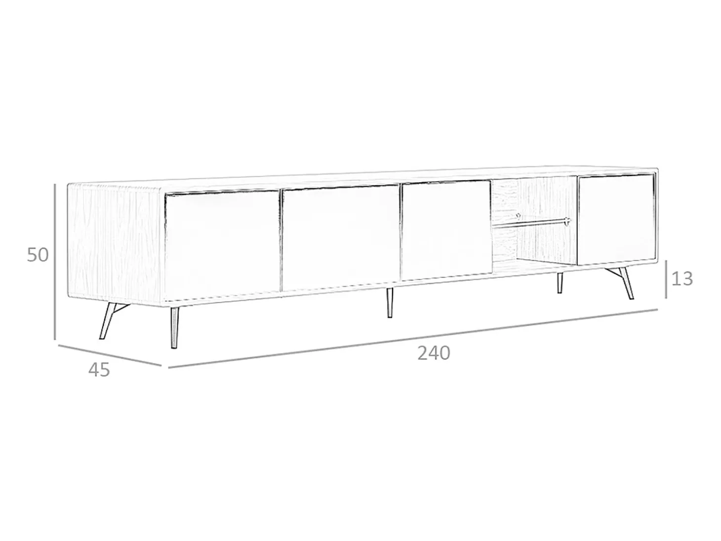 Mueble TV cristal negro efecto espejo, nogal y acero negro 3048 ANGEL CERDA