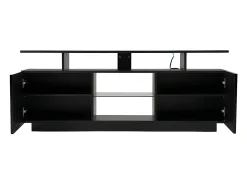 Mueble TV de 140 cm con iluminación LED en 16 colores - con mamparas de cristal - Negro
