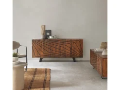 Mueble TV de 2 puertas y 2 cajones de madera maciza de mango