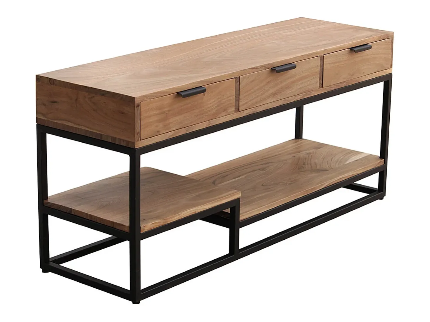 Mueble TV de acacia maciza y metal 115 cm WARREN