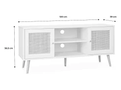 Mueble tv de caña trenzada, 120cm madera oscura