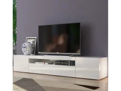 Mueble TV de diseño con puertas abatibles de cajón 200cm Daiquiri White L