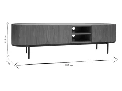 Mueble TV de diseño en nogal oscuro y metal negro con almacenaje 180 cm SKYE