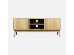 Mueble tv de efecto madera con 2 puertas, 120cm natural