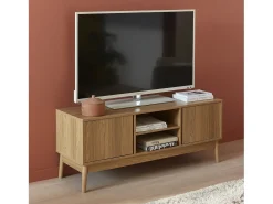 Mueble tv de efecto madera con 2 puertas, 120cm natural
